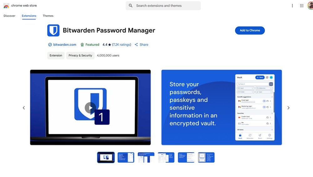 Bitwarden Chromebook extension