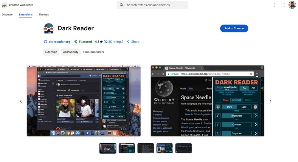 Dark reader chrome extension