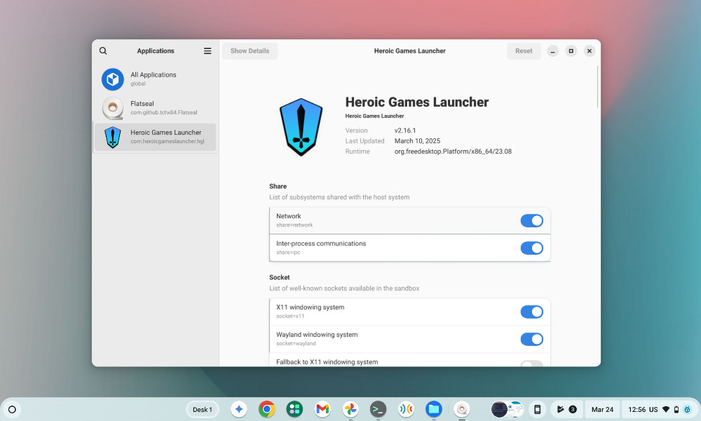 Flatseal on Linux ChromeOS