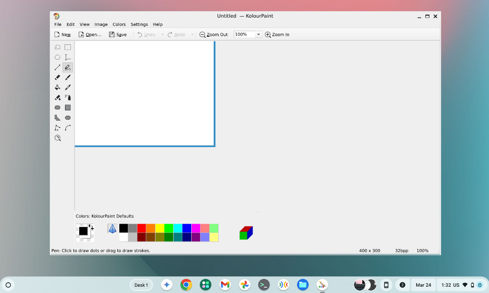 Koulourpaint Linux app on ChromeOS