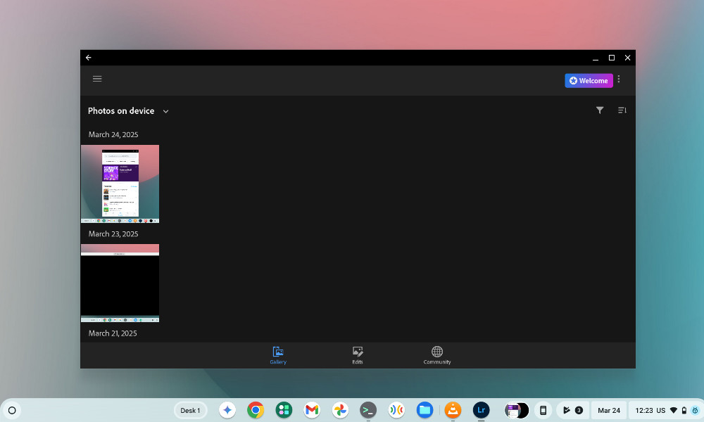 Adobe Lightroom Android app on ChromeOS
