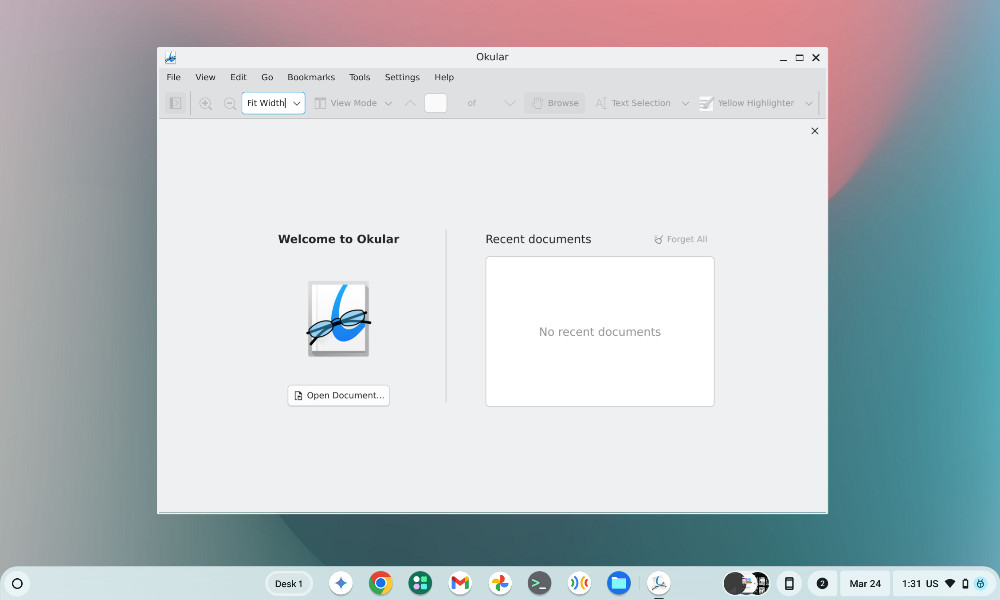 Okular Linux app on ChromeOS