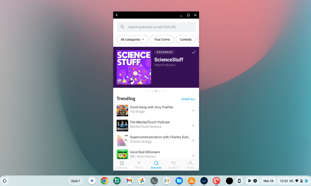 Pocket casts android app on ChromeOS