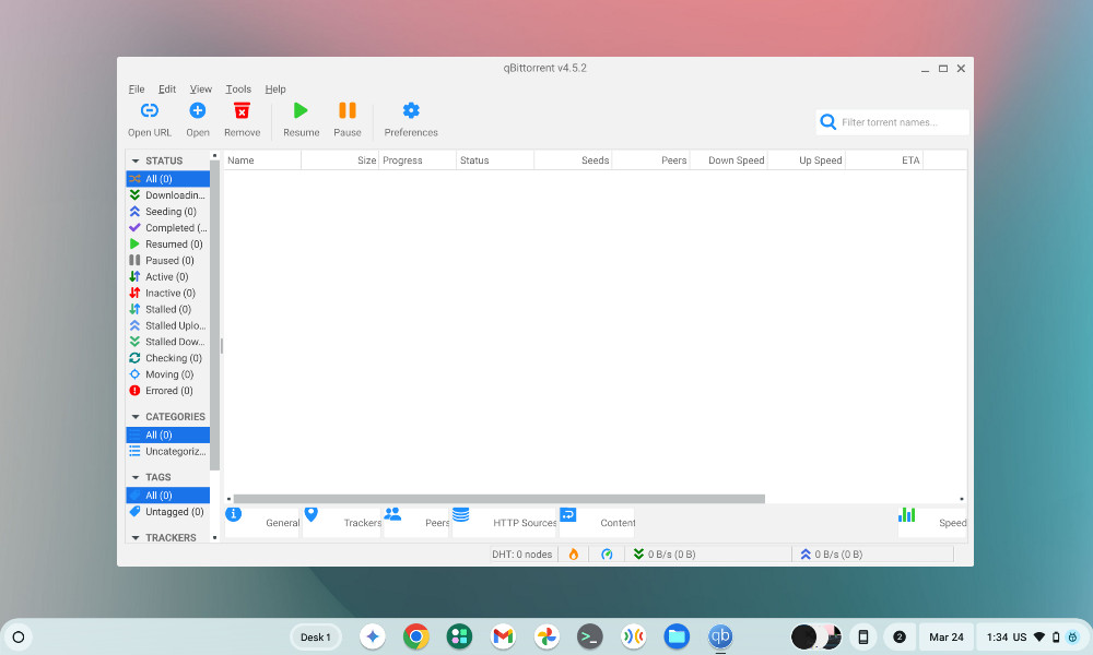 qbitorrent Linux app on ChromeOS