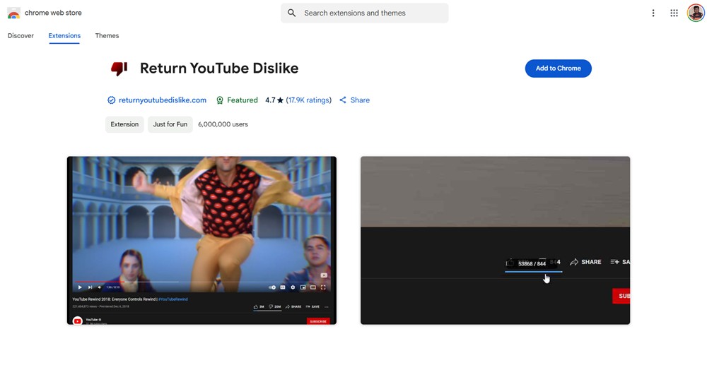 Return youtube dislike extension for ChromeOS