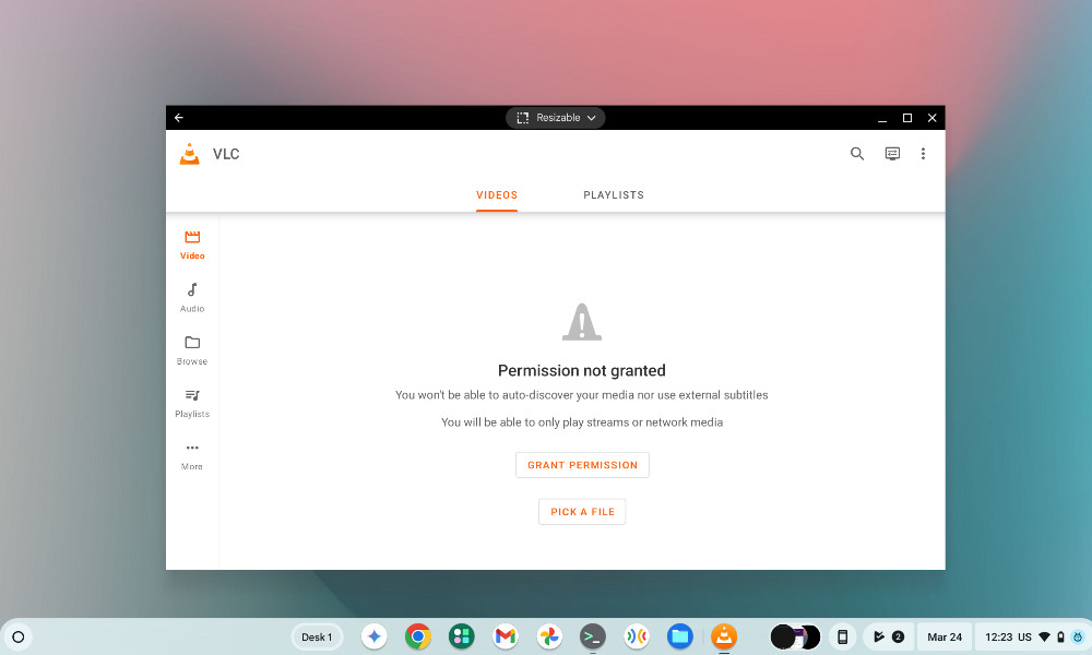 VLC for Android app on ChromeOS