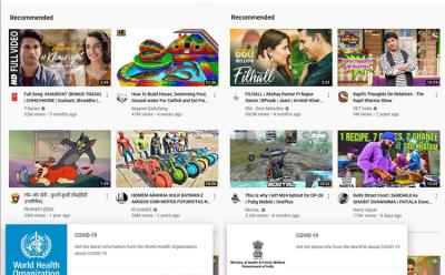 COVID-19 info on YT website