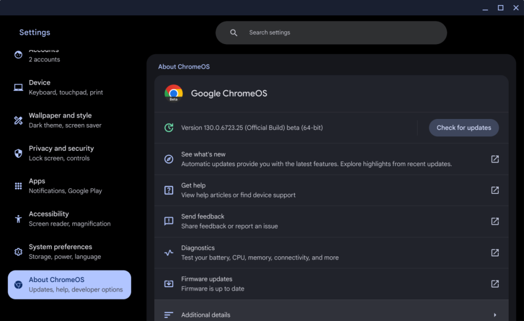 ChromeOS updates