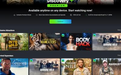 Discovery Plus website