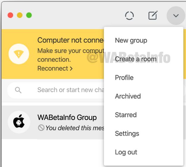 Messenger Rooms shortcut WA web body3