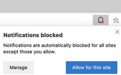 Edge Quiet Notification Requests website