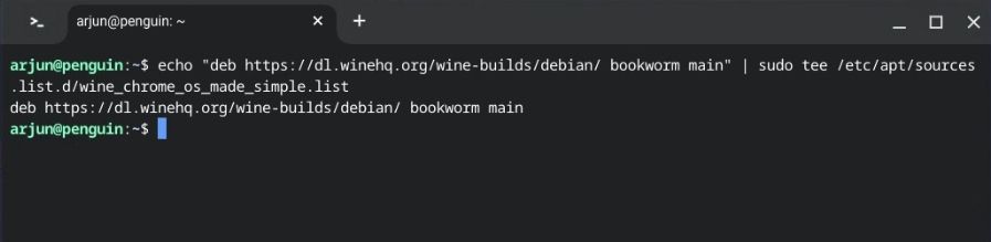 add wine repository to chromebook linux