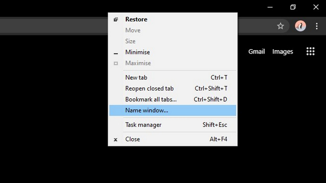 chrome canary name window