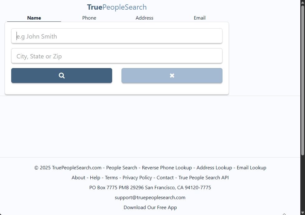 truepeoplesearch homepage