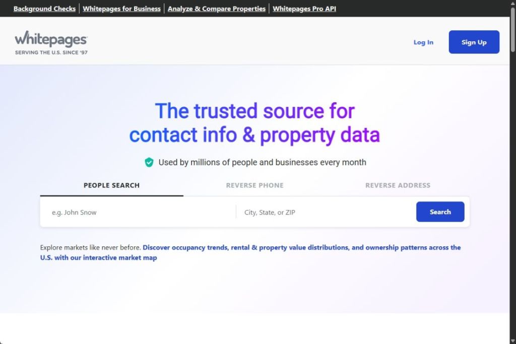 whitepages homepage