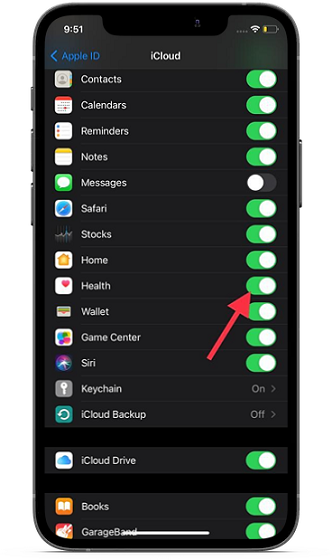Back up Health data in iCloud