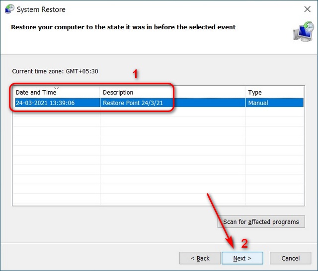 system restore point windows 11