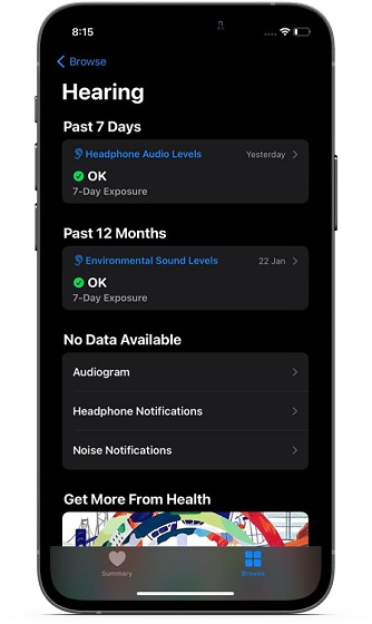 Track headphone audio levels