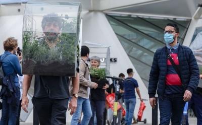 this man wears a portable oasis instead of mask