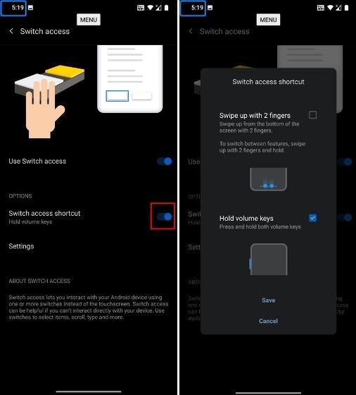 Use Switch Access Under Accessibility Settings