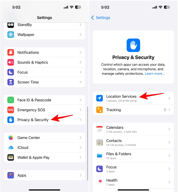Access Location Services iPhone