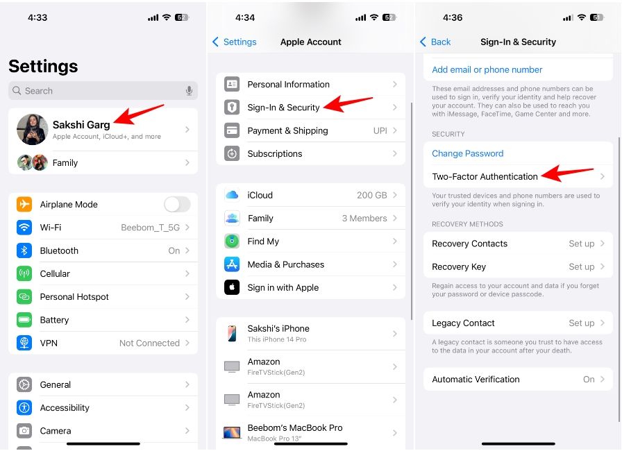 Enable 2FA on iPhone