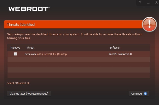 Malware Detection Screen