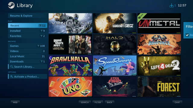 Library Steam Link Android TV