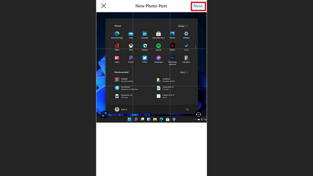 crop image and next