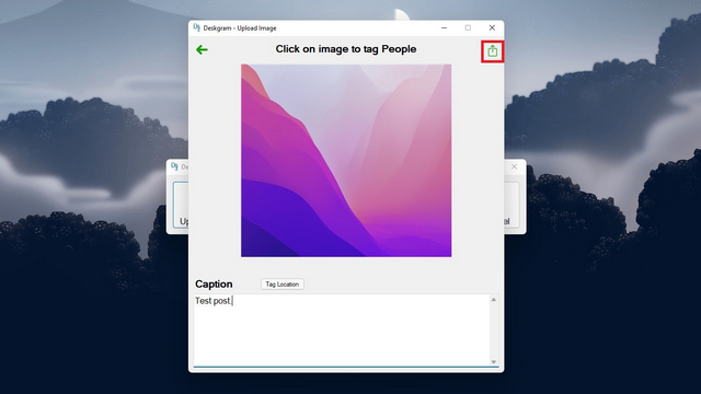 deskgram image upload interface