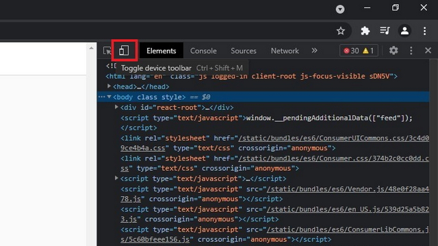 toggle device toolbar