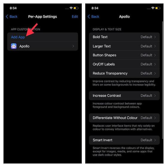 Customize per app Accessibility settings