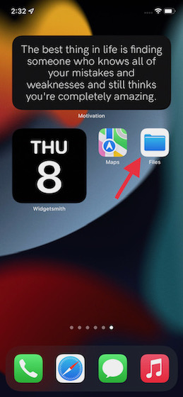 Launch Files app on iPhone