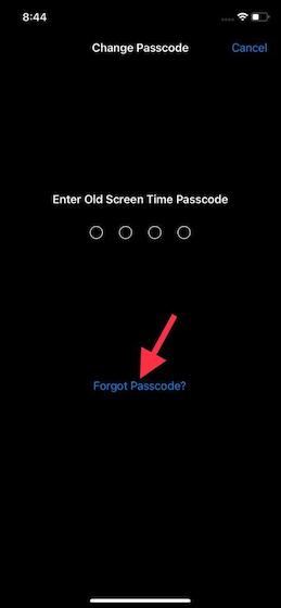 Forgot passcode option