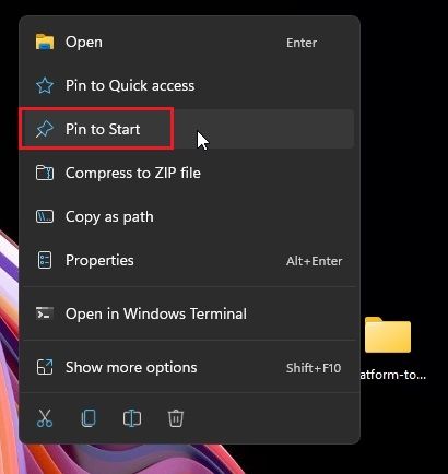 pin folders to windows 11 start menu