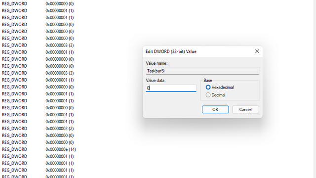 set value as 0, 1, or 2 taskbarsi