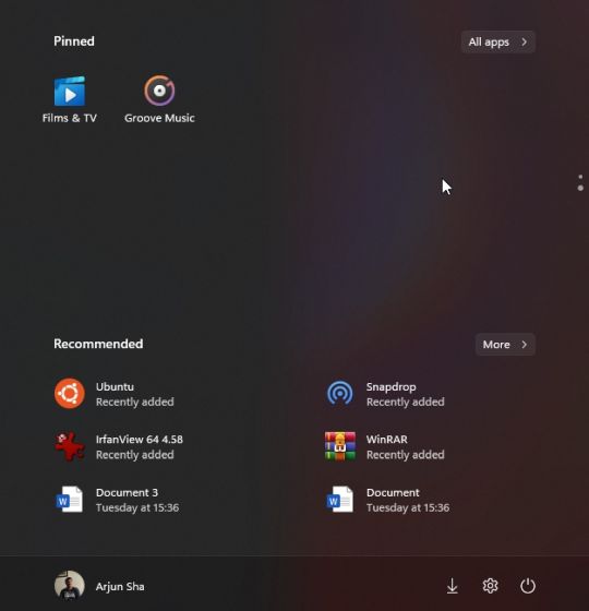 Rearrange Icons and Pin Apps in windows 11 start menu
