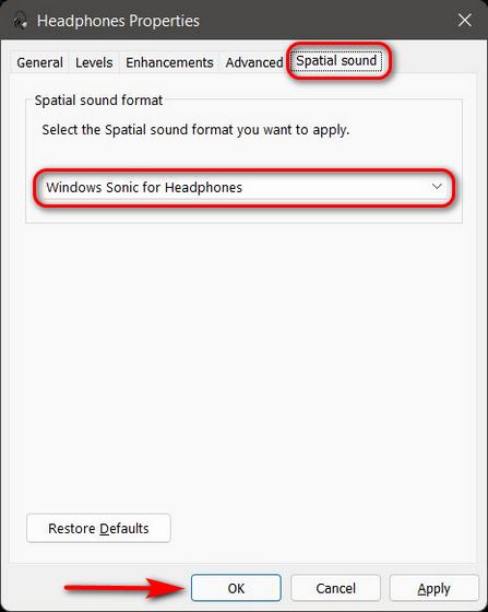 Enable Spatial Sound and Enhance Audio on Windows 11