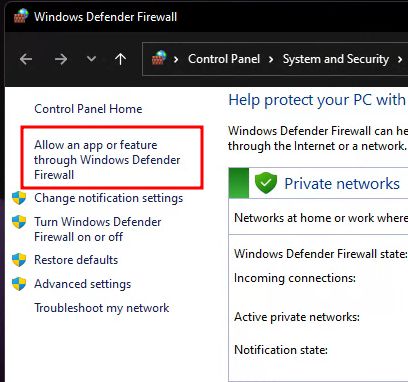 Adjust Firewall Settings