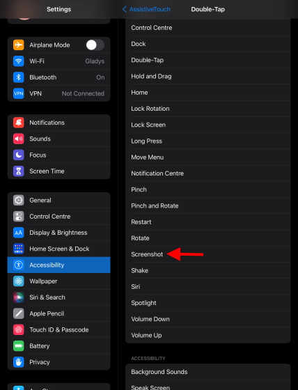 Screenshot option ipad