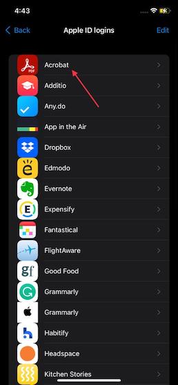 Select app that won't use Apple ID