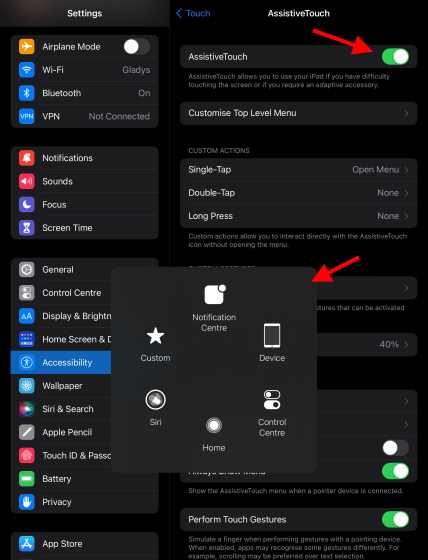 Toggle on Assistive