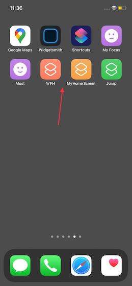 Focus shortcuts on home screen page