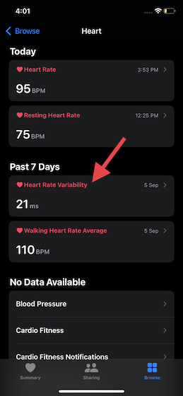 select Heart Rate Variability