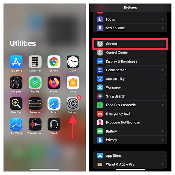 Launch Settings app and choose General