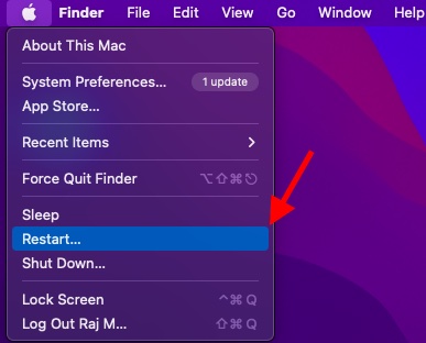 Restart your MacBook - macOS Monterey Problems and Solutions