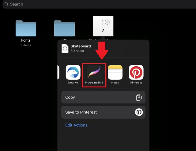 Share to Procreate in iPad - Import and Export 3D Models in Procreate