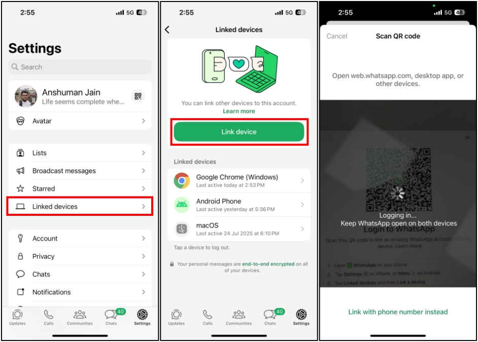 Sign in to WhatsApp on iPad as a Linked Device