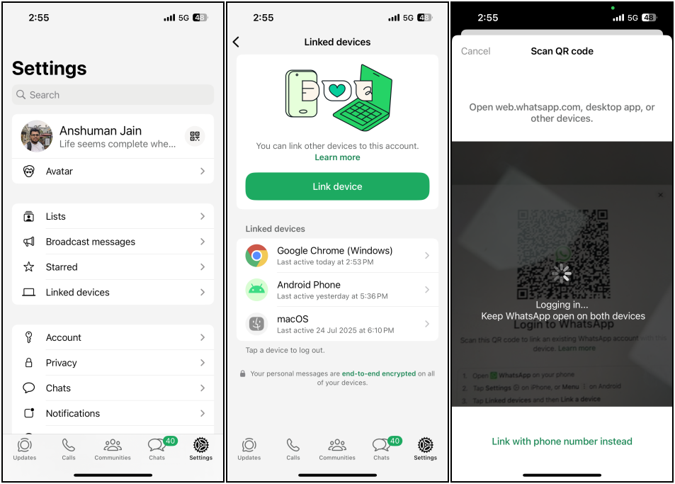 Sign in to WhatsApp Web on iPad as a Linked Device