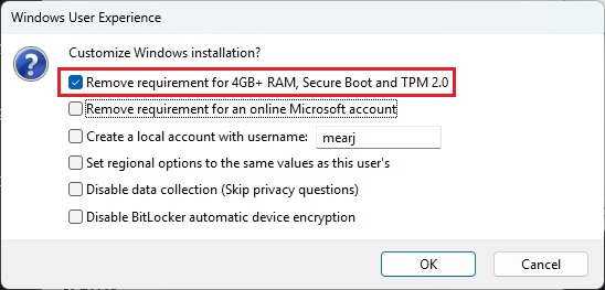bypass windows 11 system requirements and upgrade to windows 10 using rufus